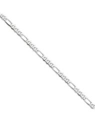 14k White Gold 7in 4.0mm Flat Figaro Chain Bracelet. Metal Wt- 3.75g