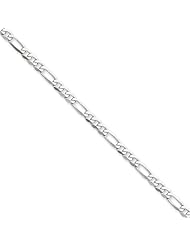14k White Gold 18in 4.0mm Flat Figaro Necklace Chain. Metal Wt- 9.01g