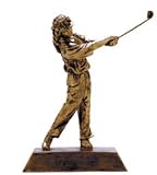 Bronze Finished Resin Female Sporting Goods Golf Gifts
