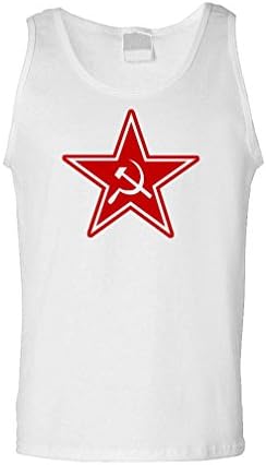 RUSSIAN COMMUNIST STAR - retro 80's cccp commie Tank Top, XL, White