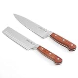 The Pioneer Woman Cowboy Rustic 8" Chef's Knife and 6" Signature Knife, Red Rosewood