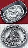 Wilton Armetale Santa with Snowflake Bread Tray and Tree with Snowflake Trivet