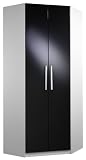Wohnprofi Eckschrank Sydney in wei�/Hochglanz schwarz (wei�/Hochglanz schwarz, Schenkelma� ca.78x78cm)