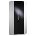 Wohnprofi Eckschrank Sydney in wei�/Hochglanz schwarz (wei�/Hochglanz schwarz, Schenkelma� ca.95x95cm)