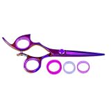 Shark Fin Standard Line Left Handed Non-Swivel Shear Rainbow 5.5 Inches + Bella Via Hair Glitz Shimmering Hair Tinsel the Hottest Trend in Hair Accessories