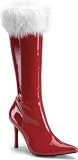 Knee-High Patent Boot With 3 3/4 Inch Stiletto Heel And Faux Fur (Red;6)