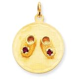 14k Medium Solid Engraveable Baby Shoes on Disc Charm
