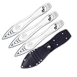 GenPro Throwers, Silver, 3 Pc Set, Imitation Leather Sheath