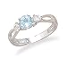 Rhodium Plated 3mm Clear/5.5mm Blue Topaz Ring