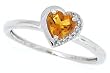 0.53Ct Heart Shaped Citrine and Diamond Ring in 10Kt White Gold