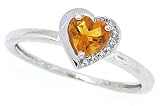 0.53Ct Citrine Diamond Heart Ring in 10Kt White Gold