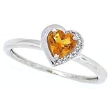0.53Ct Heart Shaped Citrine and Diamond Ring in 10Kt White Gold