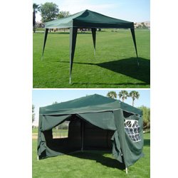10 x 10 Pop-up GREEN Canopy w/4 Side Walls EZ to set up