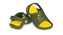 Crocs Kids Scutes Sandals - Army Green / Yellow - Toddler 6/7