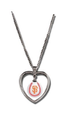 San Francisco Giants Necklace w/ Baseball in Heart Charm