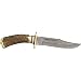 Damascus El Dorado Skinner 10.25 inch Hunting and Skinning Knife with all natural Sambar Stag Antler Handle, Brass Pommel and Genuine Leather Sheath