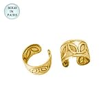 14k Gold Plated Flower Design Ear Cuffs