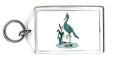 Keychain with grey, blue, crane, bird, pond Image