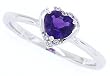 0.58ct Heart Shaped Amethyst and Diamond Ring in 10kt White Gold