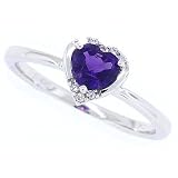 0.58ct Heart Shaped Amethyst and Diamond Ring in 10kt White Gold