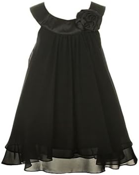 Soft &amp; Flowy Chiffon Pageant Holiday Flower Girl Party Dress - Black 14