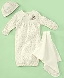 Pooh Baby Boy and Girl 3-Piece Gown Set