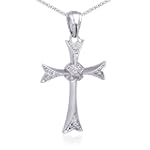 SAVE $14.01 - Style in Grace: Sterling Silver and CZ Diamond Embellished Rope Cross Pendant $19.99