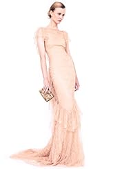 Chiffon/Taffeta/Tulle Crystals Lace Crystal Backless Applique Beaded Evening Dress/Party Dress 