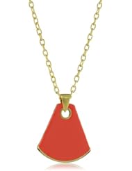 Dean Davidson "CLEO" Gold with Poppy Enamel Fan Pendant Necklace