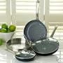 Green Pan 3 Pc Set 12 in Fry Pan with Lid and Steamer Black