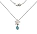 18K White Gold Designer Starfish Pendant with Pave Diamonds .24ct and Aquamarine Briolette with 18 Bead Chain