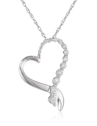 Sterling Silver Ribbon Heart Diamond Pendant Necklace (1/4 cttw, I-J Color, I2-I3 Clarity), 18"