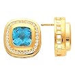 14K Yellow Gold Swiss Blue Topaz and Diamond Earrings