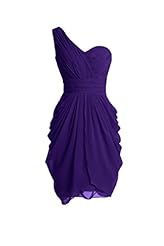 Natural   Waistline Sweetheart One Shoulder Chiffon Cocktail Short Homecoming Dress 