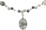 Sterling Silver Grey Quartz, Hematite and Grey Pearl Necklace