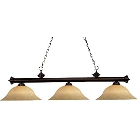 Z-Lite 100703BRZ-GM16 56-Inch 3-Light Billiard Island Fixture with Golden Glass Shades