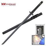 Shinwa Black Knight Black Cord Damascus Ninja Katana Sword