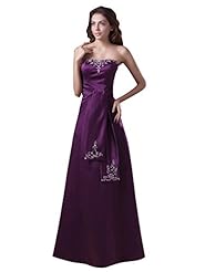 A-line Strapless Natural   Waistline Satin Floor Length Lace Prom Dress 