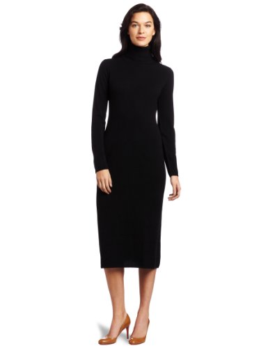 Sofie Women's Cashmere T-Neck A-Line Sweater Dress, Black, Medium