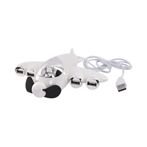WHITE AIRPLANE High Speed USB 2.0 Hub 4 Ports For PC