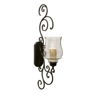 Click To IMAX Angelina Grand Scrollwork Candle Sconce Iron Glass Fluted Glass Hurricane Details... IMAX Angelina Grand Scrollwork Candle Sconce Iron Glass Fluted Glass Hurricane