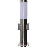 Garten Edelstahl Standleuchte mit 2 Steckdosen Standlampe Außenlampe Leuchte Design