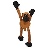 goDog Mr Monkey Dog Toy with Chew Guard, Large, Brown