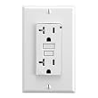 Leviton T7899-W 20 Amp, 125 Volt, Tamper Resistant SmartlockPro Duplex GFCI Outlet, Wallplate and Screws Included, White