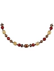 Jewelplus Freshwater Dyed Chocolate Cultured Pearl & Multi-Gemstone Necklace 14K Yellow Necklace