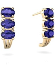 Created Sapphire 14kt Yellow Gold Earrings