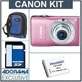 Canon Powershot SD1300 IS Digital Elph Camera Kit,- Pink - with 4GB SD Memory Card, Camera Case, Spare NB-6L Type Lithium-ion Battery