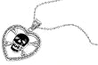 Sterling Silver CZ Necklaces - Skull Heart - Chain: 16-18" (adjustable) Height: 33mm
