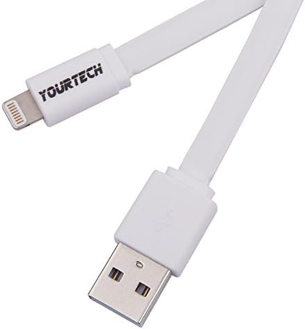 [Apple Certified] YourTech Lighting Cable 6  feet / 2 Meters Flat Tangle Free Design Extra Durable 2 yr warranty guaranteed Charge and Sync Compatibility with iPhone 6, 6 plus, 5S, 5C and 5, iPad, iPod - White