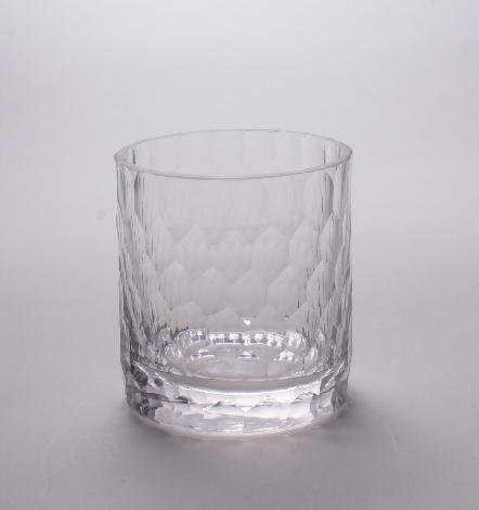 Set Of Four (4) - Romanian Glassware/Barware - Honeycomb Pattern - Arctic Collection - 12 Oz Double Old Fashioned Whiskey Glasses